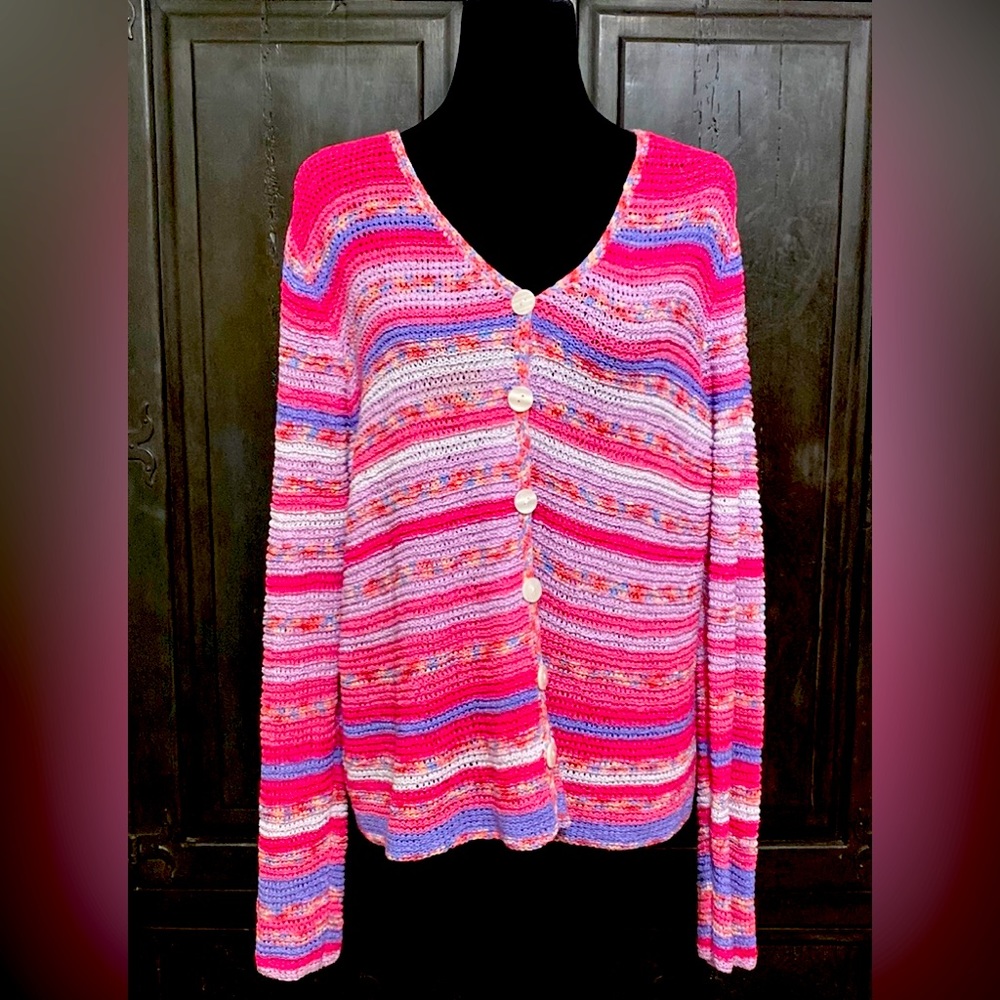 Chadwick shades of pink cardigan sweater with pearl buttons - size XL